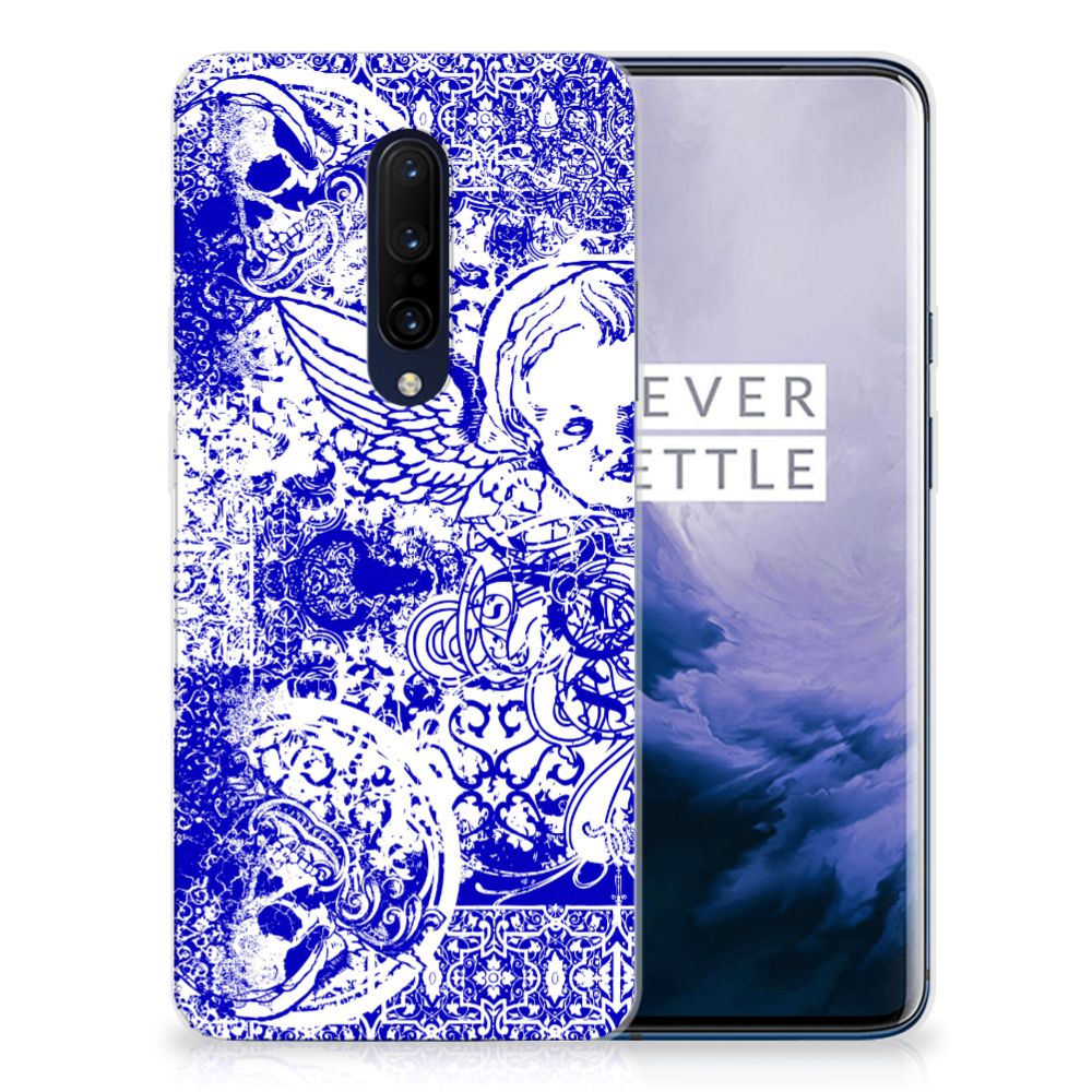 Silicone Back Case OnePlus 7 Pro Angel Skull Blauw