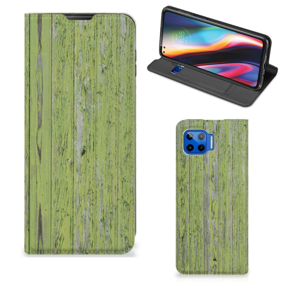 Motorola Moto G 5G Plus Book Wallet Case Green Wood