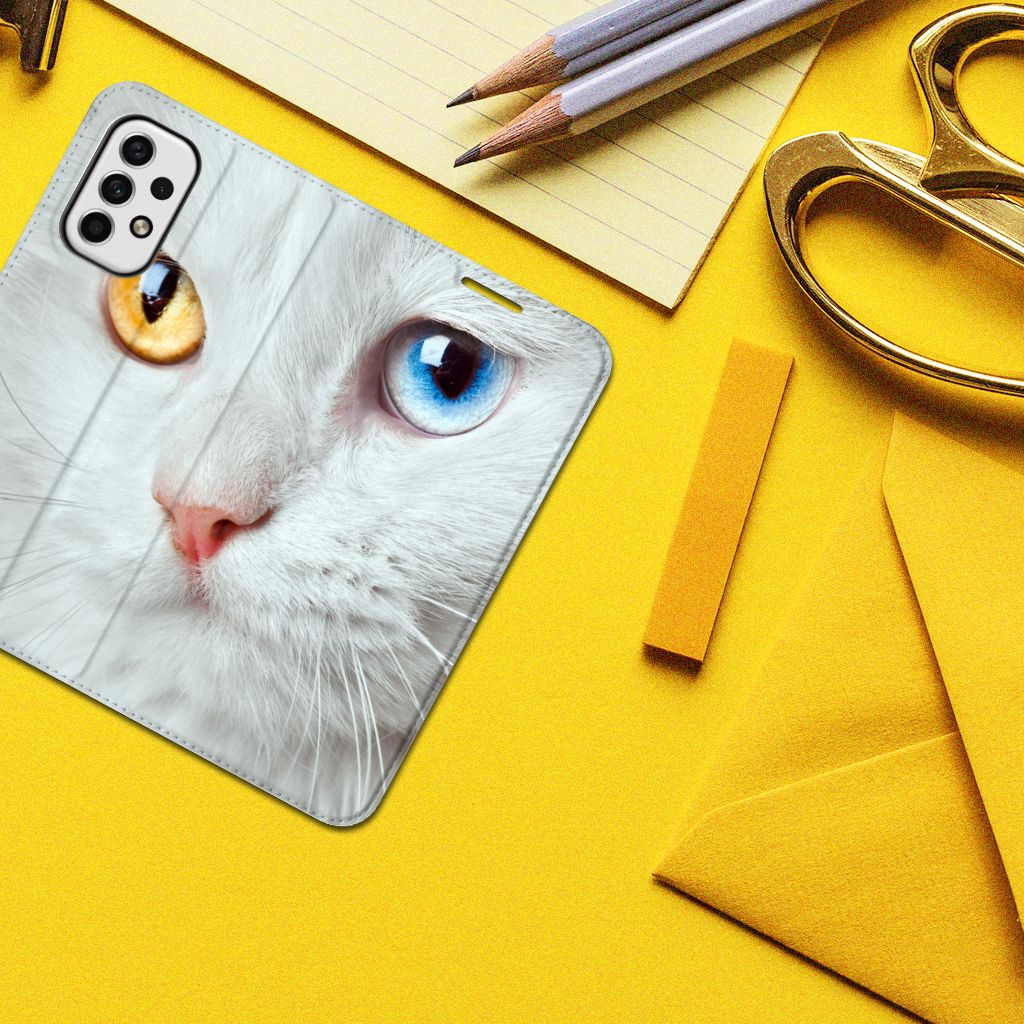 Samsung Galaxy A23 Hoesje maken Witte Kat - B2C Telecom