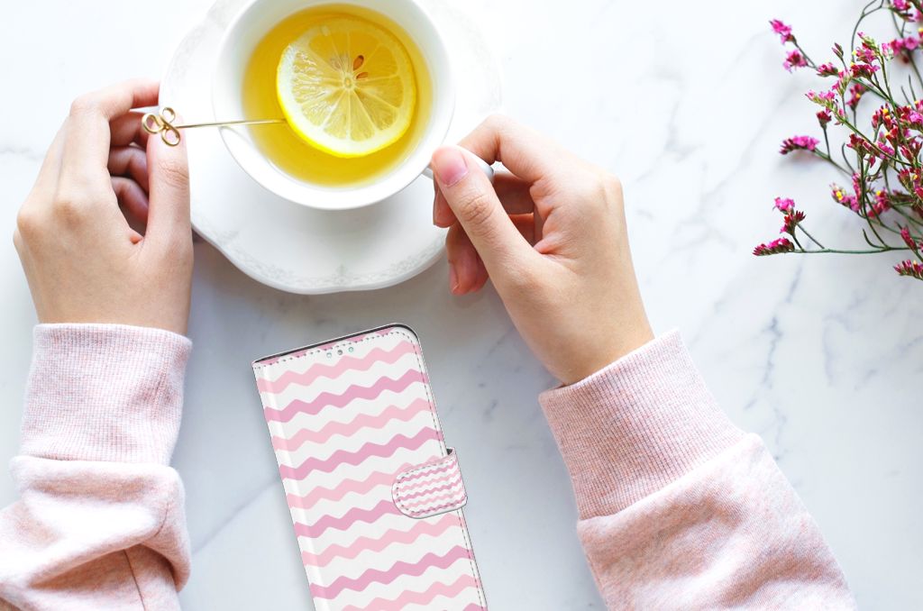 Samsung Galaxy A41 Telefoon Hoesje Waves Roze
