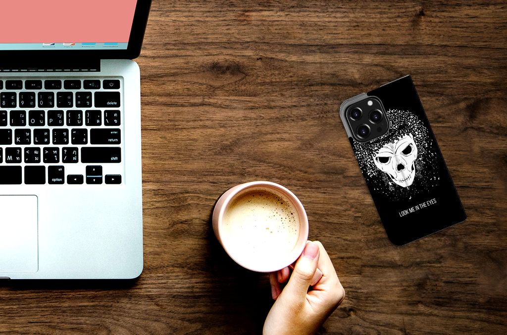 Mobiel BookCase iPhone 13 Pro Skull Hair - B2C Telecom