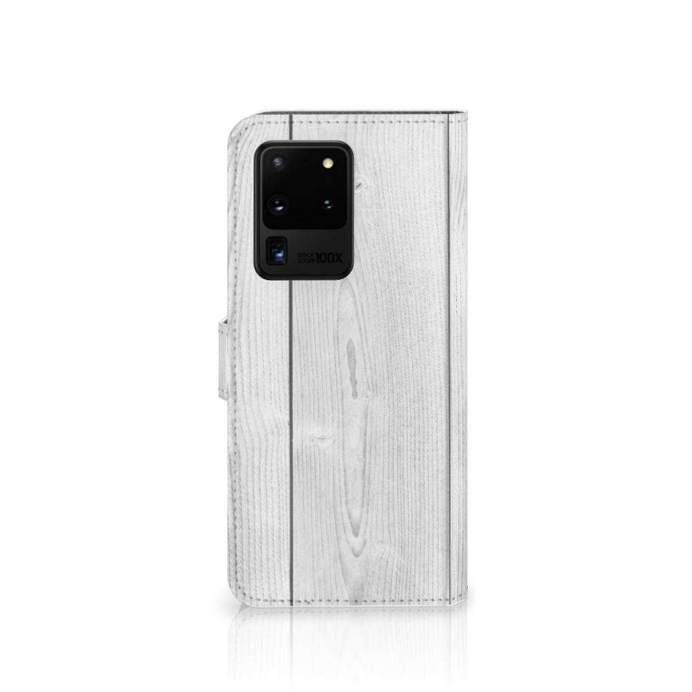 Samsung Galaxy S20 Ultra Book Style Case White Wood