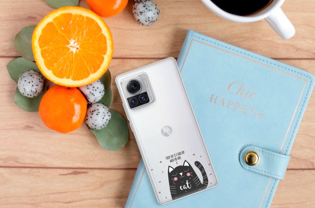 Motorola Moto X30 Pro Telefoonhoesje met Naam Cat Good Day B2C Telecom