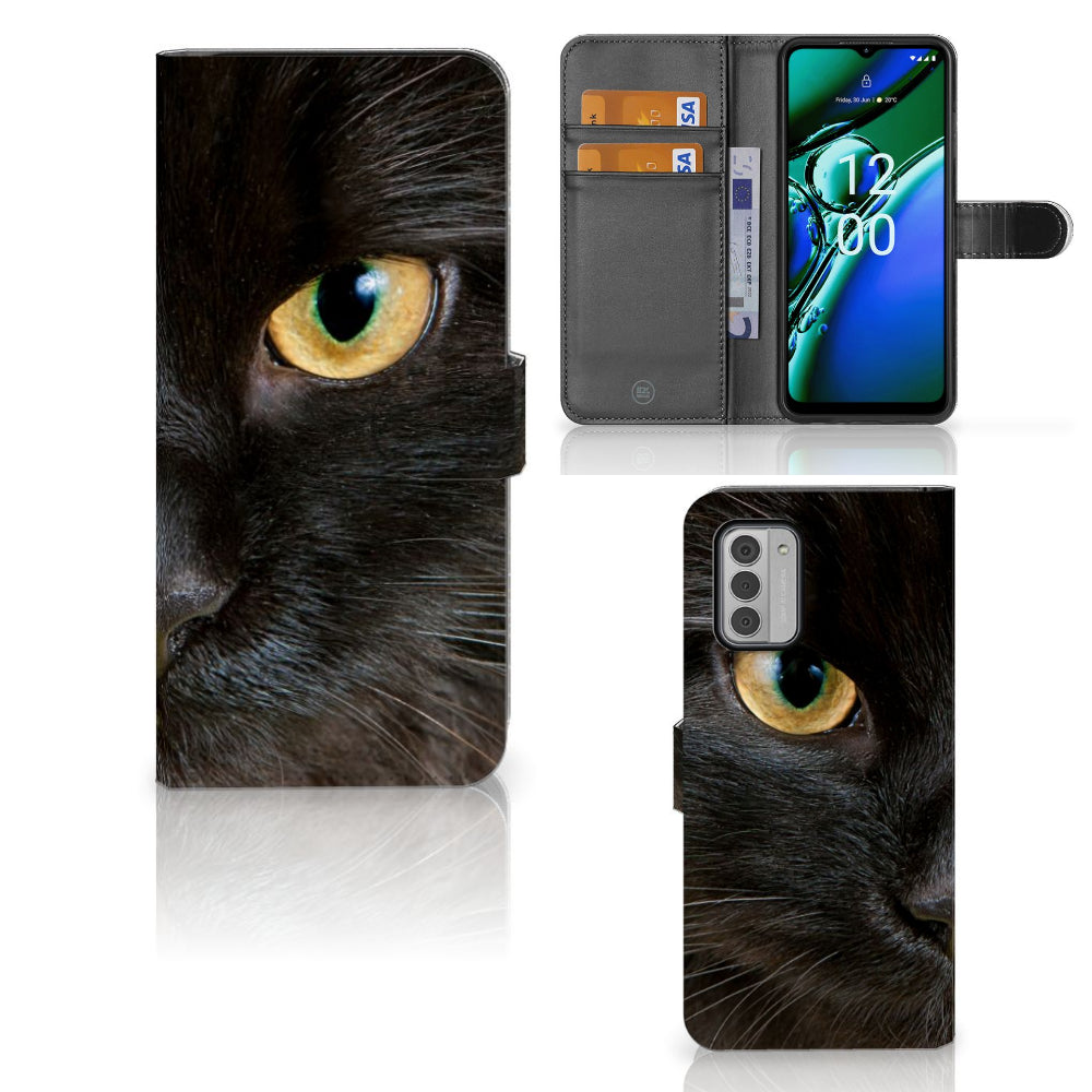 Nokia G42 Telefoonhoesje met Pasjes Zwarte Kat