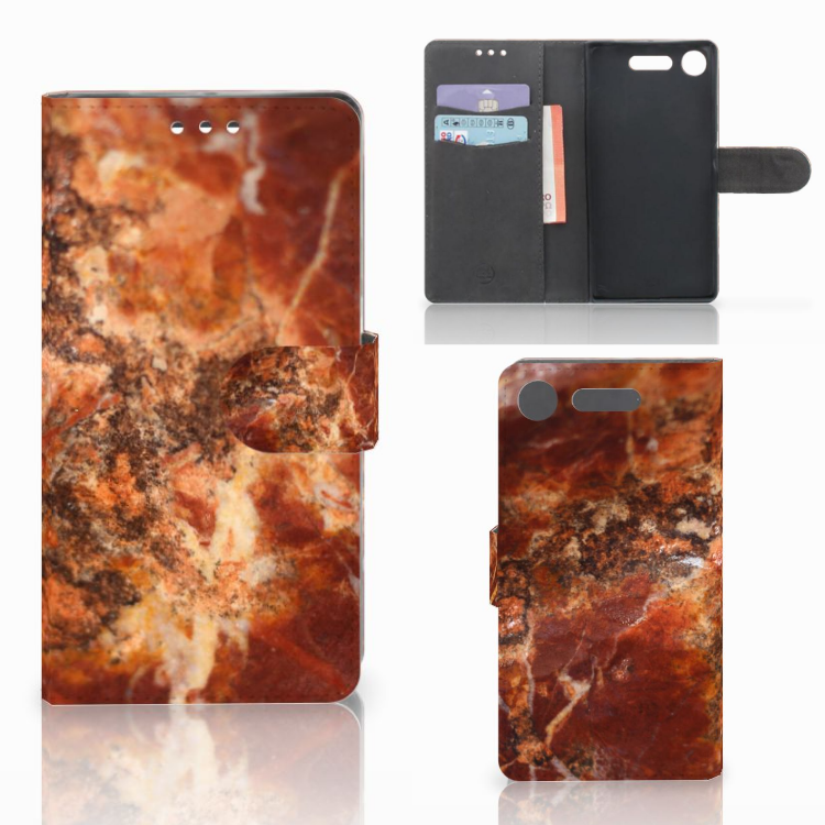 Sony Xperia XZ1 Bookcase Marmer Bruin