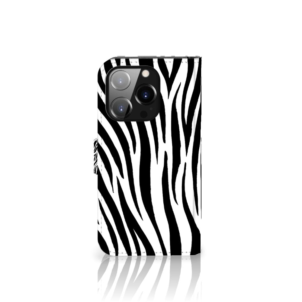 iPhone 14 Pro Telefoonhoesje met Pasjes Zebra
