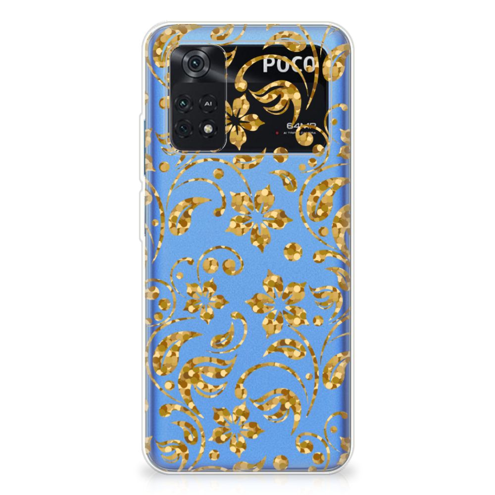 Xiaomi Poco M4 Pro 4G TPU Case Gouden Bloemen