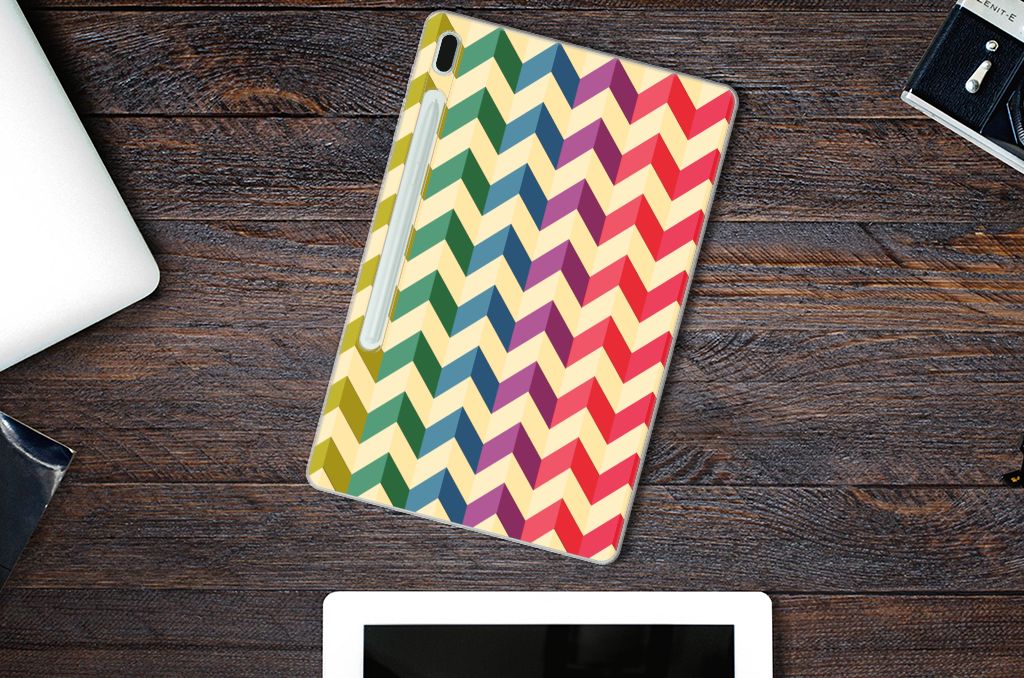 Samsung Galaxy Tab S7FE Hippe Hoes Zigzag Multi Color - B2C Telecom