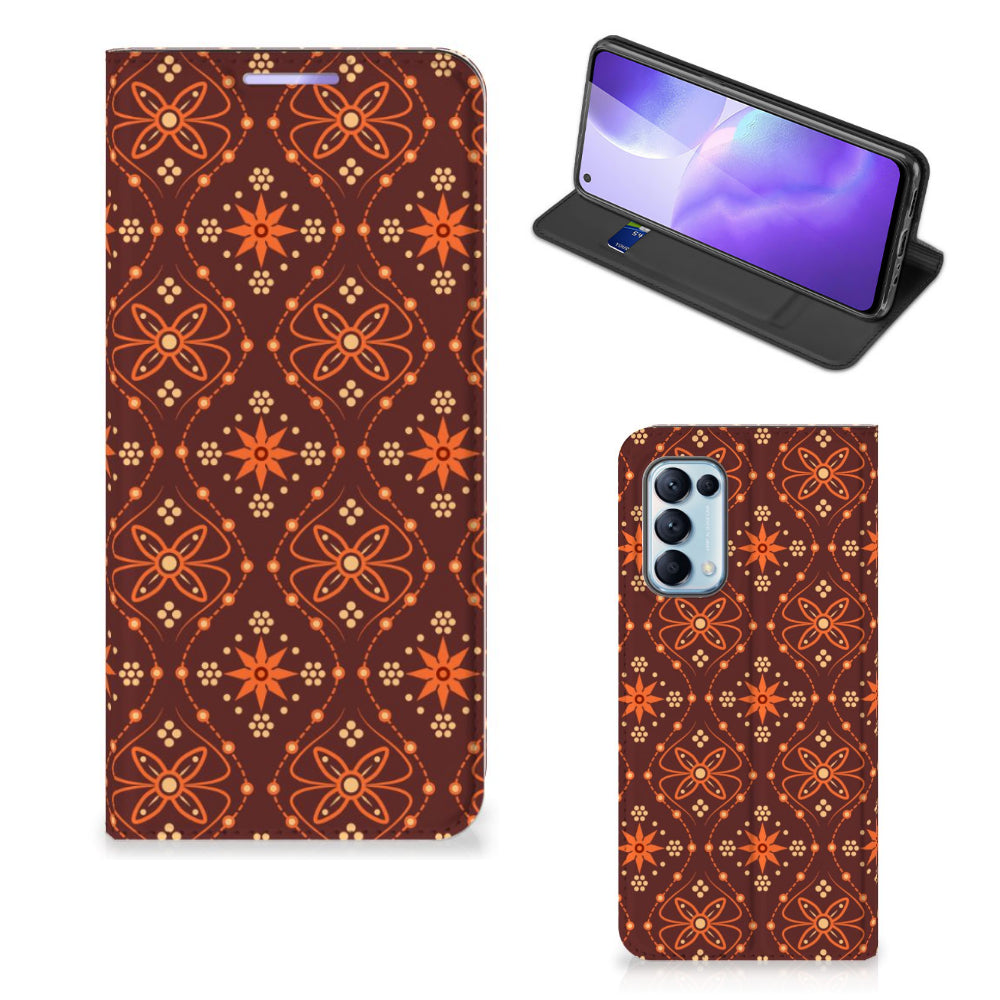 OPPO Find X3 Lite Hoesje met Magneet Batik Brown