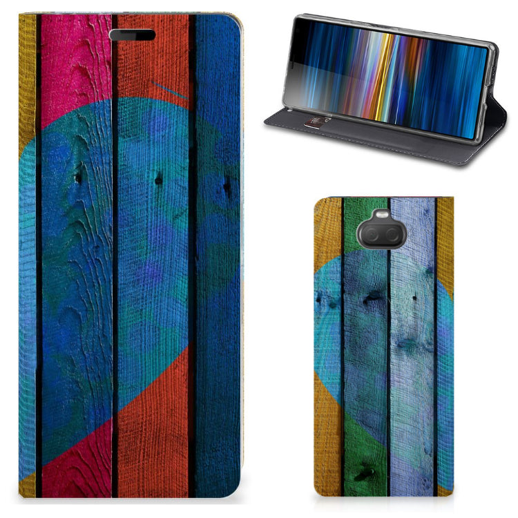 Sony Xperia 10 Book Wallet Case Wood Heart - Cadeau voor je Vriend