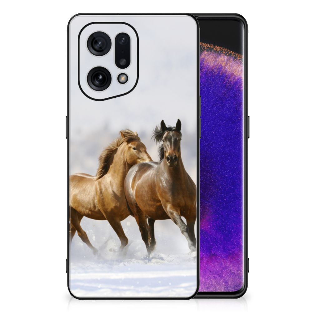 OPPO Find X5 Dierenprint Telefoonhoesje Paarden