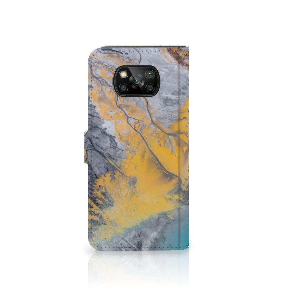 Xiaomi Poco X3 | Poco X3 Pro Bookcase Marble Blue Gold