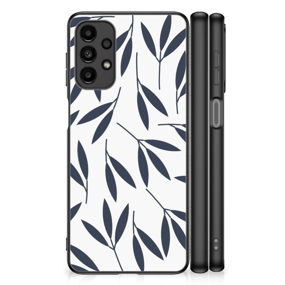 Samsung Galaxy A13 4G Bloemen Hoesje Leaves Blue