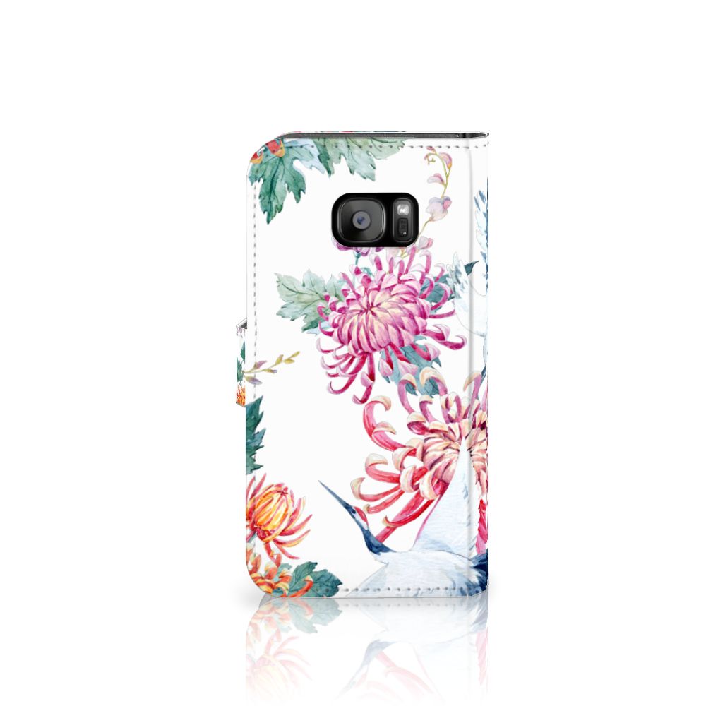 Samsung Galaxy S7 Edge Telefoonhoesje met Pasjes Bird Flowers