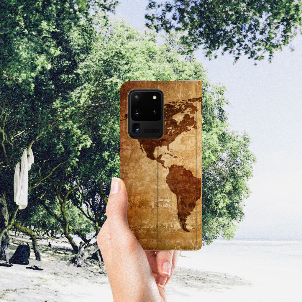 Samsung Galaxy S20 Ultra Book Cover Wereldkaart - B2C Telecom