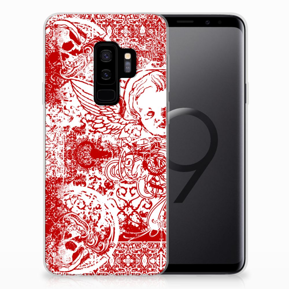 Silicone Back Case Samsung Galaxy S9 Plus Angel Skull Rood