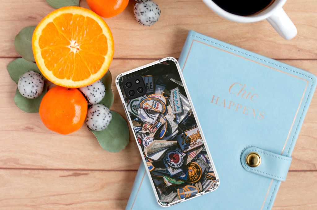 Samsung Galaxy A22 5G Anti-shock Hoesje met foto Badges B2C Telecom