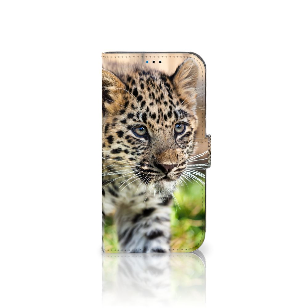 iPhone 14 Pro Max Telefoonhoesje met Pasjes Baby Luipaard