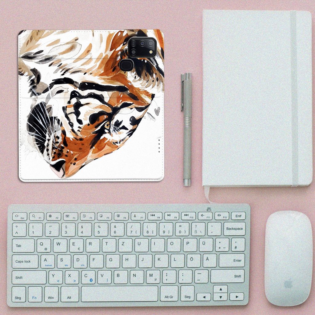 Bookcase Samsung Galaxy A21s Watercolor Tiger - B2C Telecom