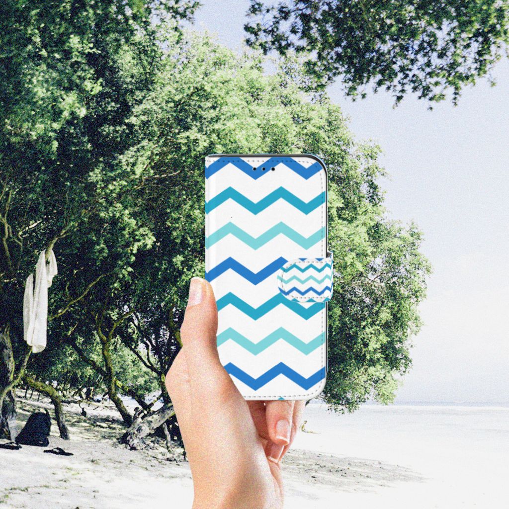 Apple iPhone 11 Pro Telefoon Hoesje Zigzag Blauw