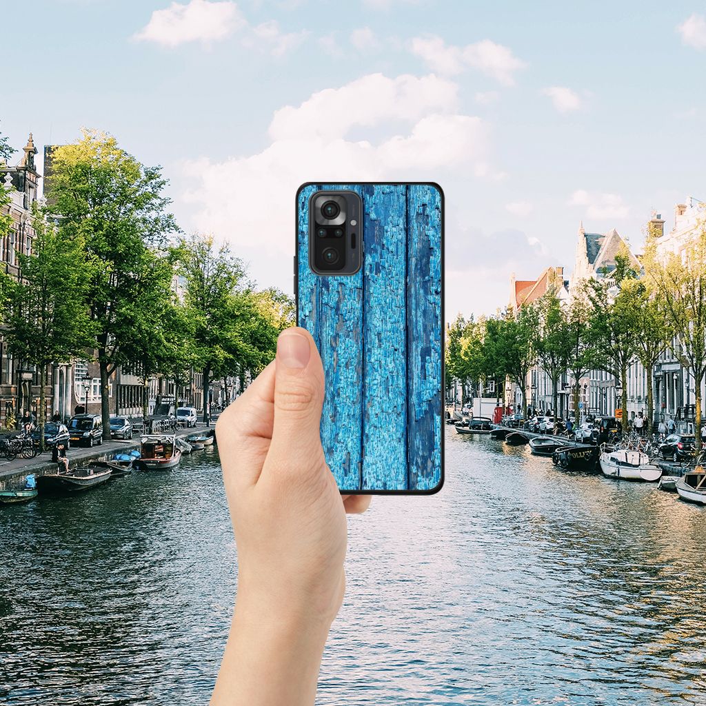 Xiaomi Redmi Note 10 Pro Houten Print Telefoonhoesje Wood Blue B2C Telecom