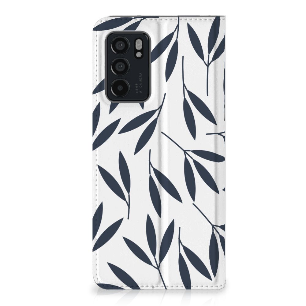 OPPO Reno6 5G Smart Cover Leaves Blue - B2C Telecom