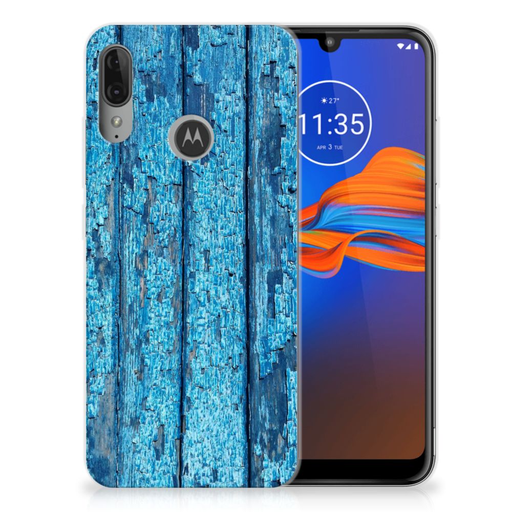 Motorola Moto E6 Plus Bumper Hoesje Wood Blue