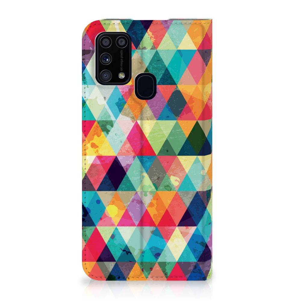 Samsung Galaxy M31 Hoesje met Magneet Geruit - B2C Telecom