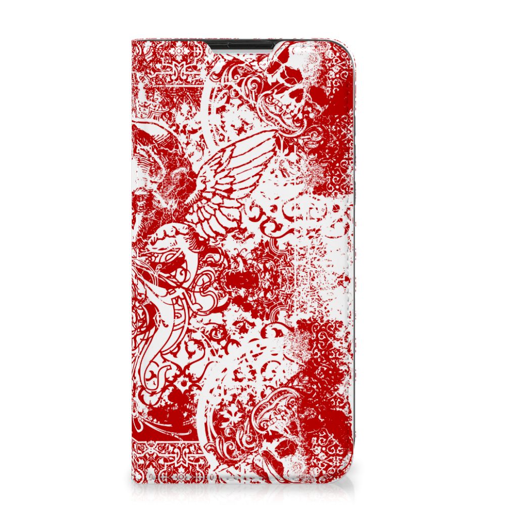 Mobiel BookCase Motorola Moto G8 Power Angel Skull Rood - B2C Telecom