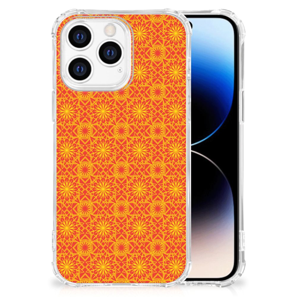 iPhone 14 Pro Doorzichtige Silicone Hoesje Batik Oranje B2C Telecom