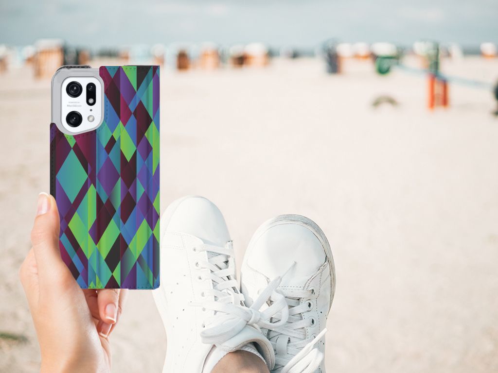 OPPO Find X5 Pro Stand Case Abstract Green Blue - B2C Telecom