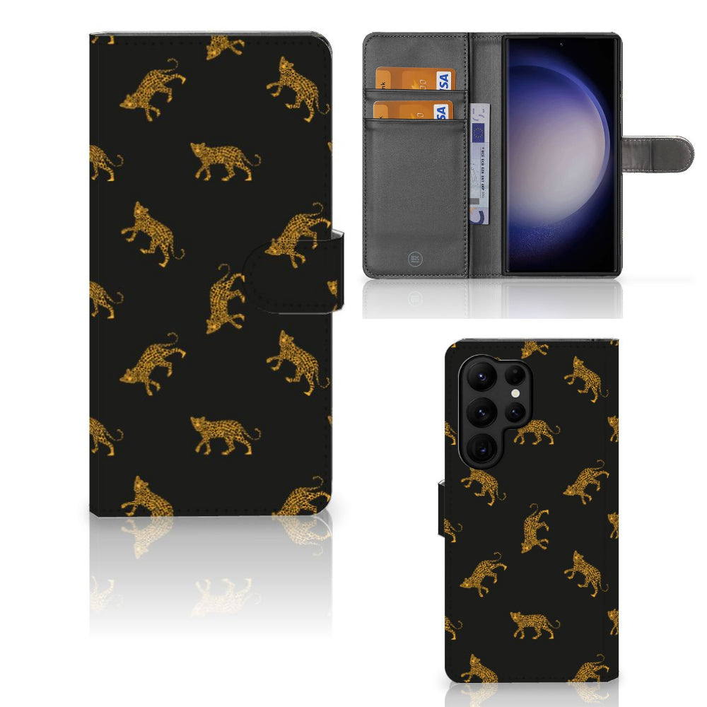 Telefoonhoesje met Pasjes voor Samsung Galaxy S23 Ultra Leopards