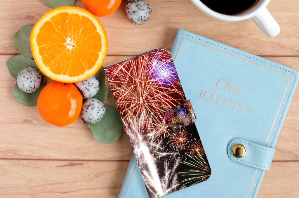 Motorola Edge 20 Lite Wallet Case met Pasjes Vuurwerk