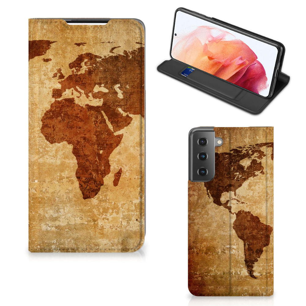 Samsung Galaxy S21 Book Cover Wereldkaart