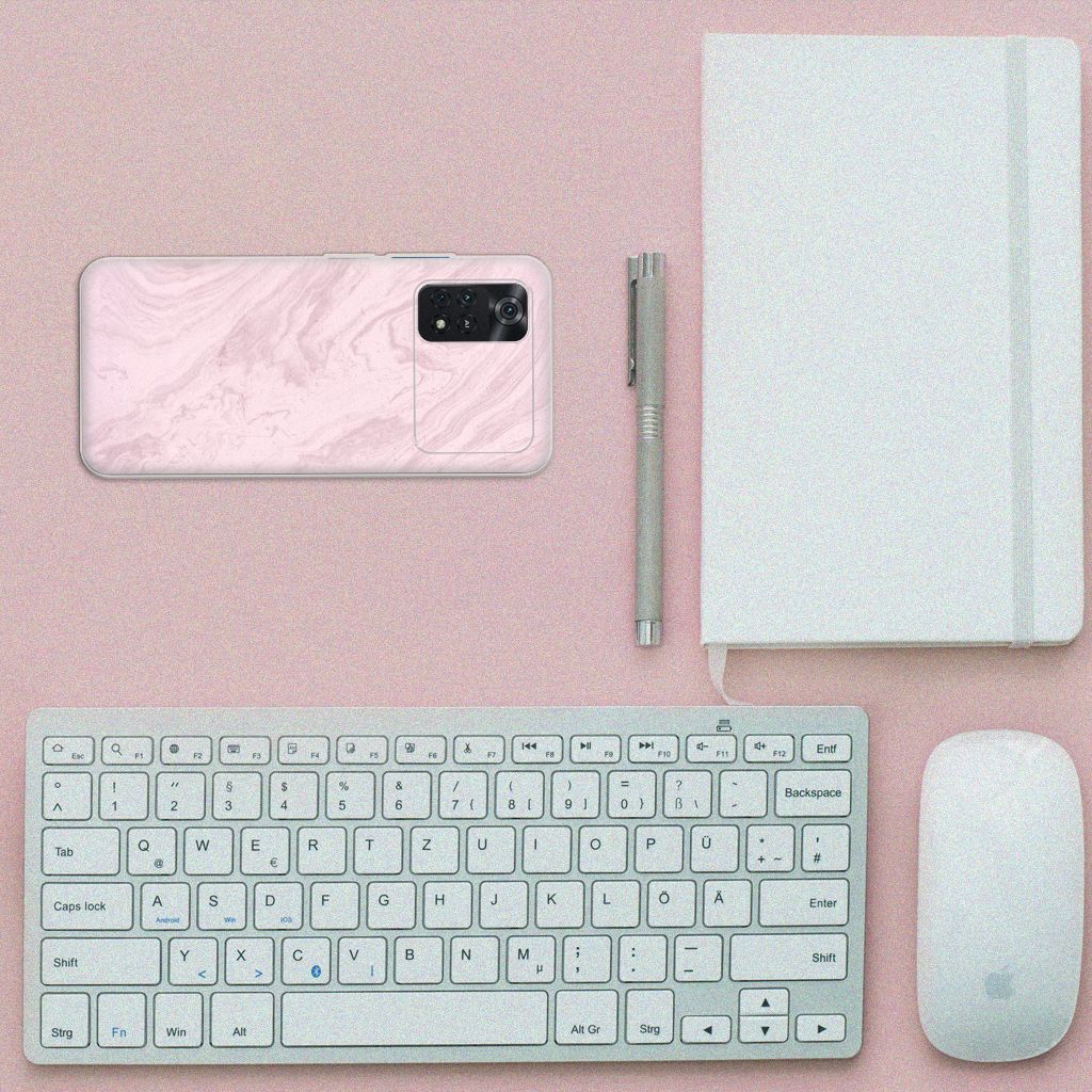 Xiaomi Poco M4 Pro 4G TPU Siliconen Hoesje Marble Pink - Origineel Cadeau Vriendin