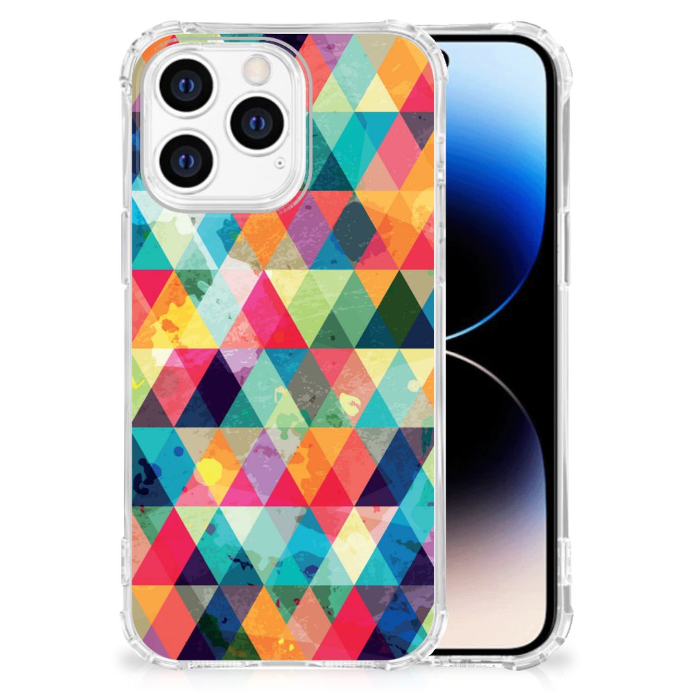 iPhone 14 Pro Doorzichtige Silicone Hoesje Geruit B2C Telecom