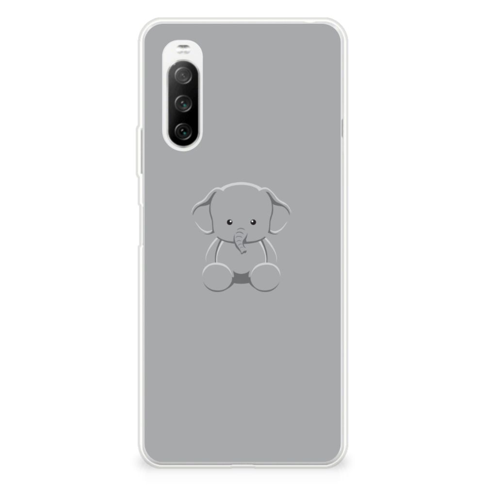 Sony Xperia 10 III Telefoonhoesje met Naam Grijs Baby Olifant B2C Telecom