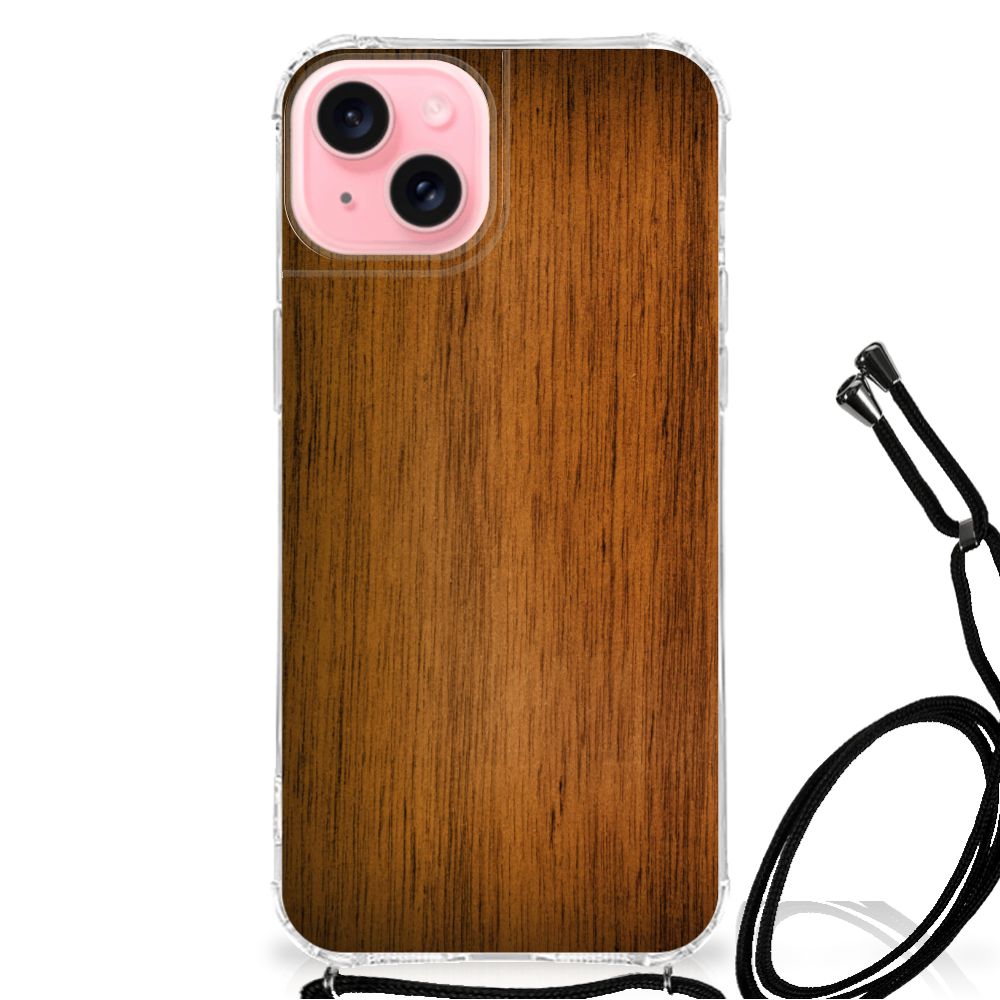 iPhone 15 Plus Stevig Telefoonhoesje Donker Hout