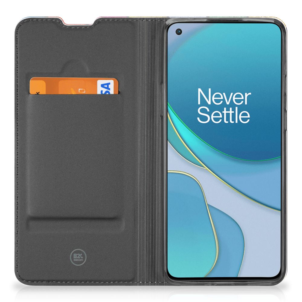 OnePlus 8T Book Wallet Case Wood Heart - Cadeau voor je Vriend