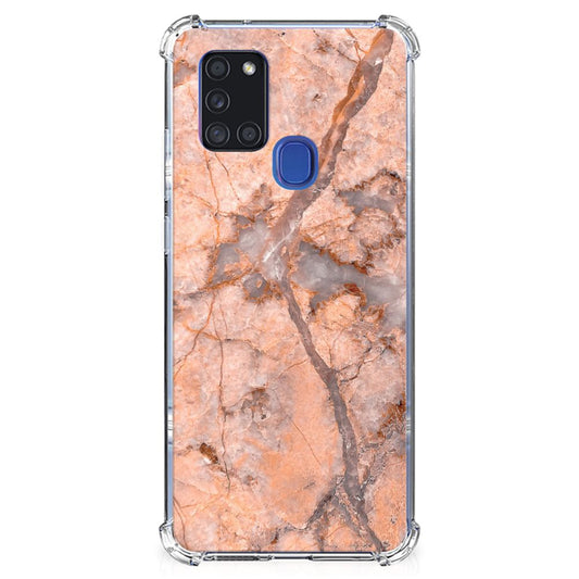 Samsung Galaxy A21s Anti-Shock Hoesje Marmer Oranje