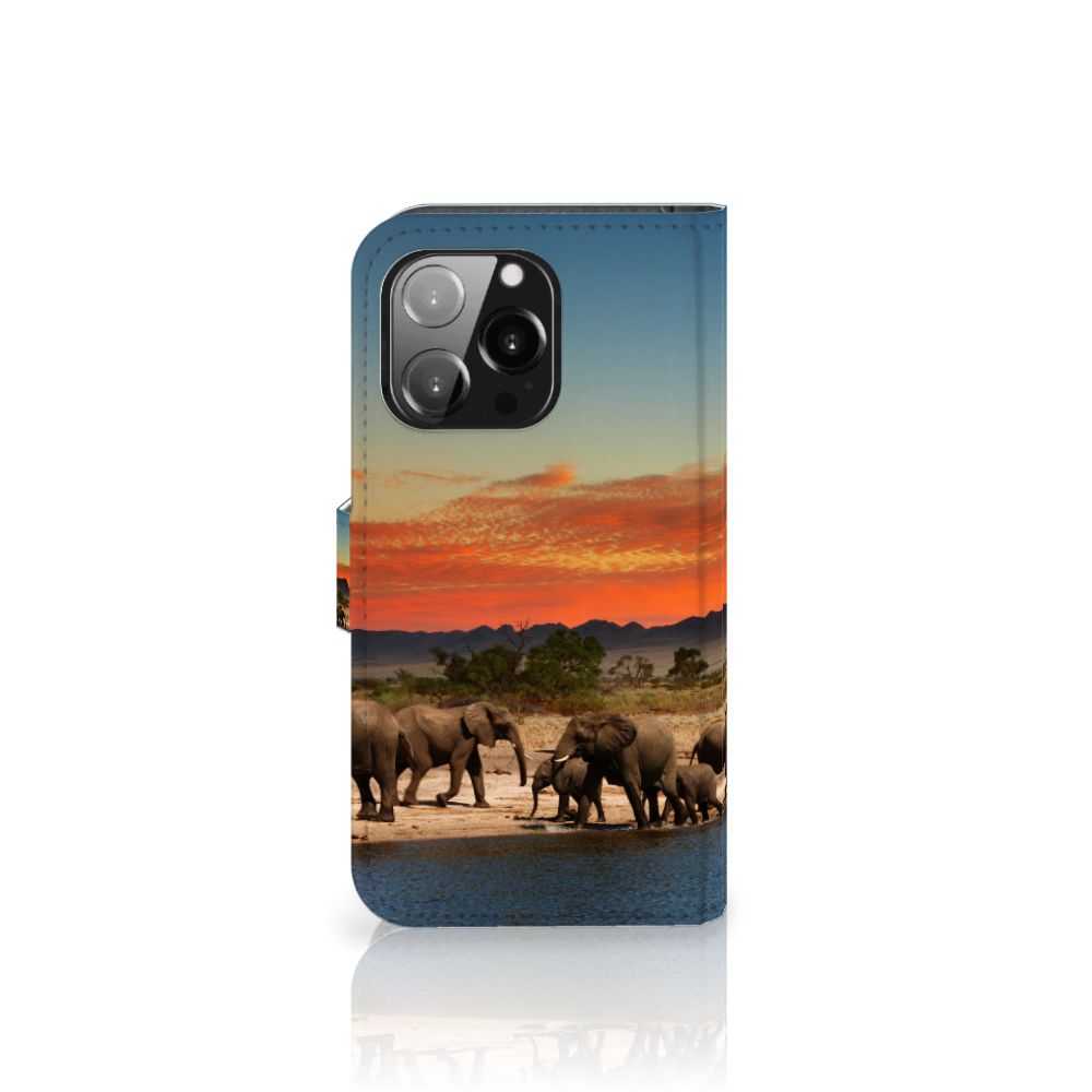 iPhone 13 Pro Telefoonhoesje met Pasjes Olifanten