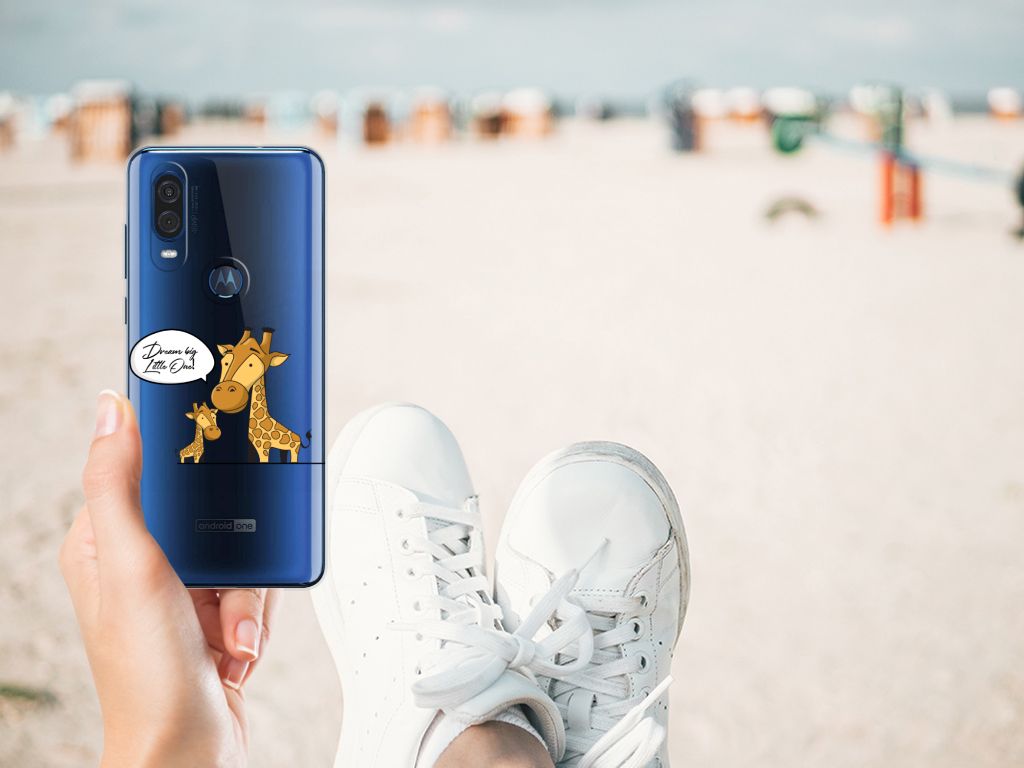 Motorola One Vision Telefoonhoesje met Naam Giraffe