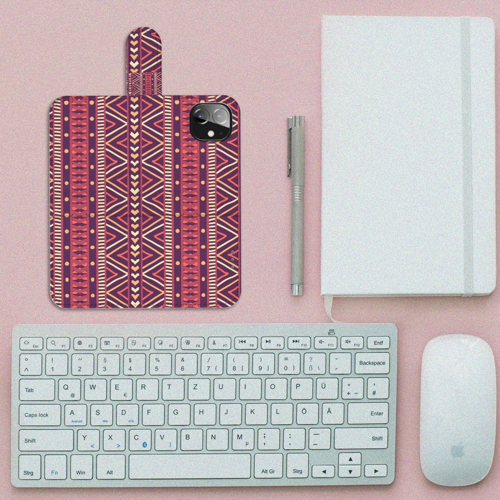 Apple iPhone 12 Mini Telefoon Hoesje Aztec Paars