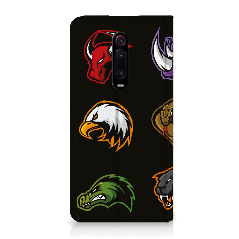 Xiaomi Redmi K20 Pro Magnet Case Cartoon with colorful cartoon animal designs on a black background.