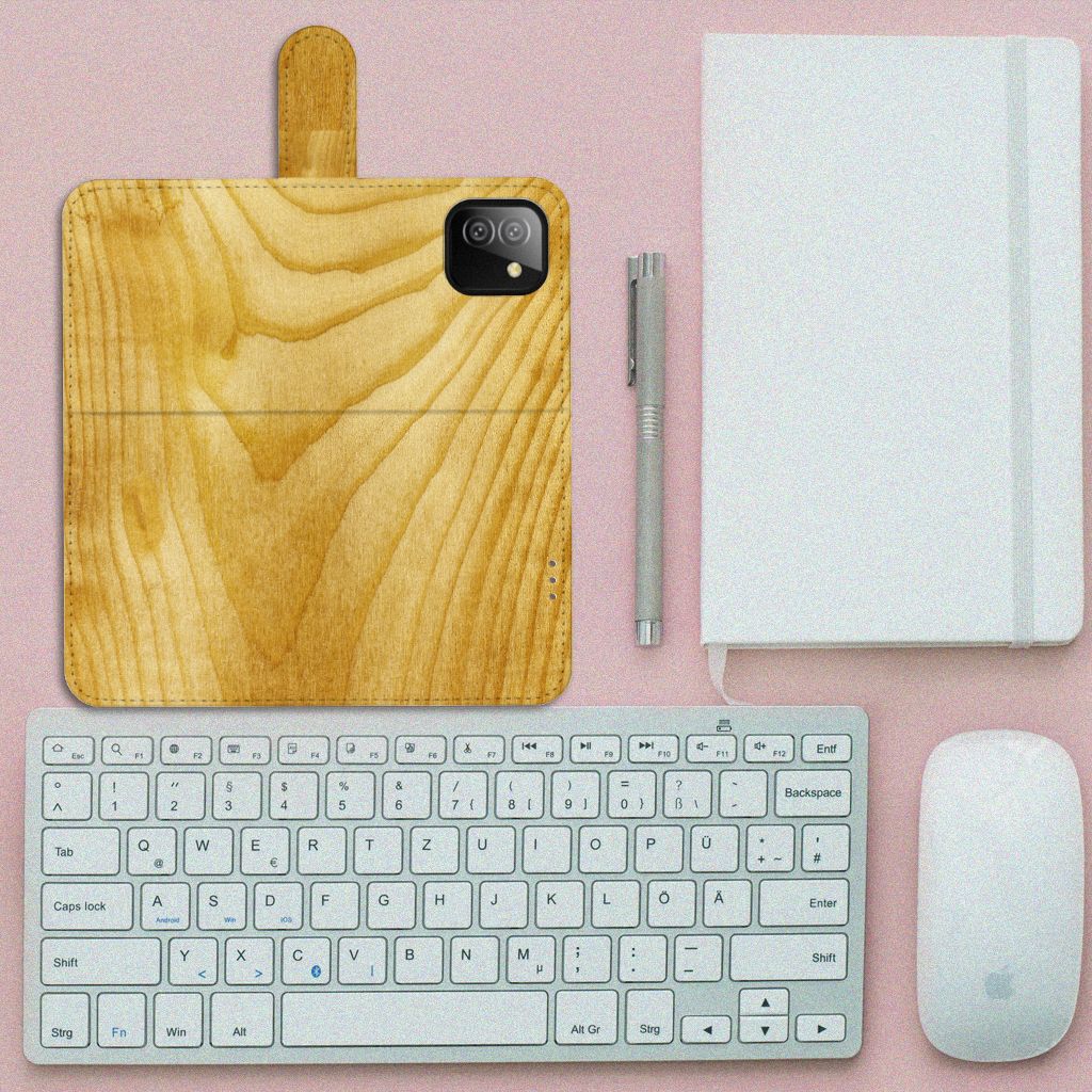 Samsung Galaxy A03 Book Style Case Licht Hout