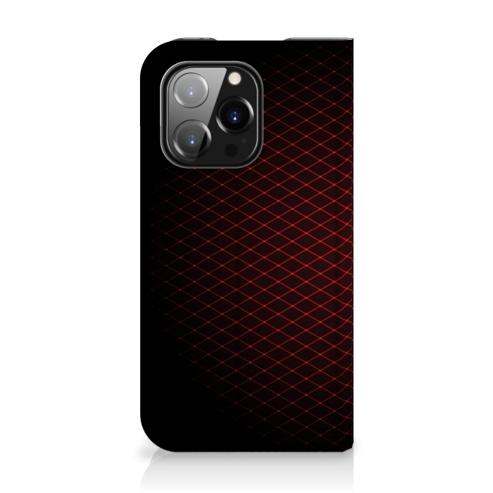 iPhone 14 Pro Hoesje met Magneet Geruit Rood