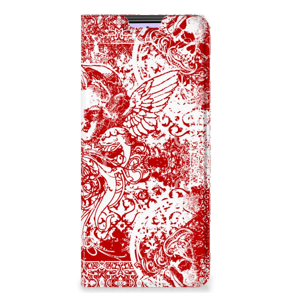 Mobiel BookCase Xiaomi Redmi Note 10 Pro Angel Skull Rood - B2C Telecom