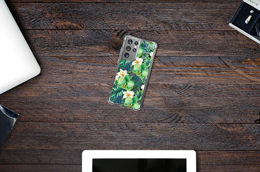 Samsung Galaxy S21 Ultra Case Orchidee Groen B2C Telecom