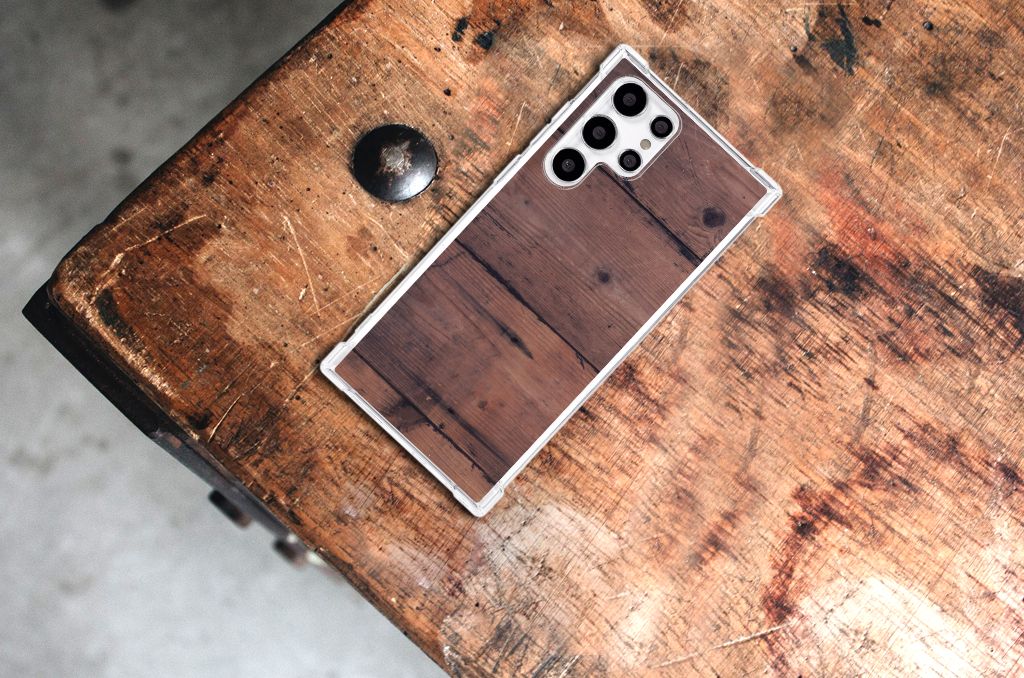 Samsung Galaxy S22 Ultra Stevig Telefoonhoesje Old Wood B2C Telecom