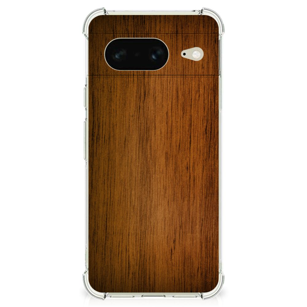 Google Pixel 8 Stevig Telefoonhoesje Donker Hout